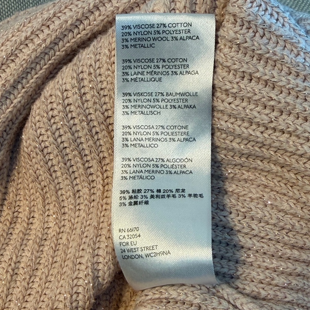 By Anthropologie Sweater Blush Crew Neck Large Knit Light Pink Gold - Picture 10 of 11